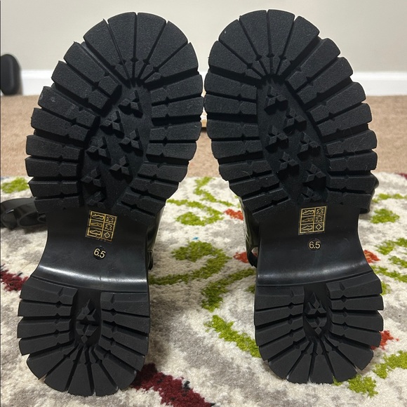 NIB Jeffrey Campbell black Post-Punk knee high cage gladiator chunky heel sandal - Picture 12 of 14